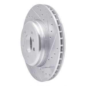 BMW Z4 Brake Rotor (1) - Front Right - R1 Concepts - Drilled & Slotted - Silver - `11-`16